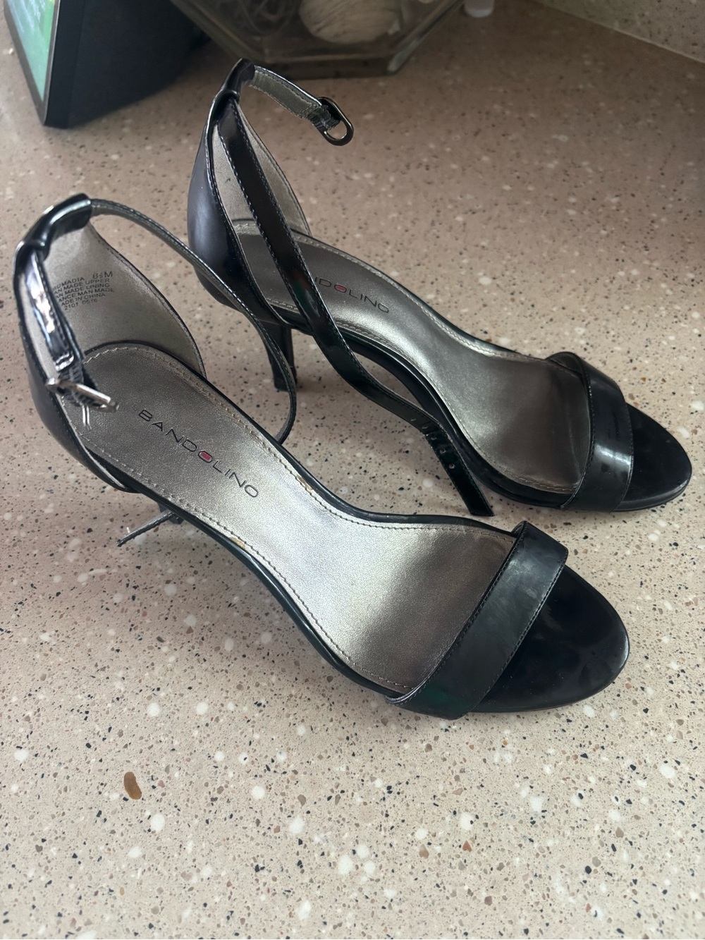Bandolino Black Open-Toe Ankle Strap Heels
